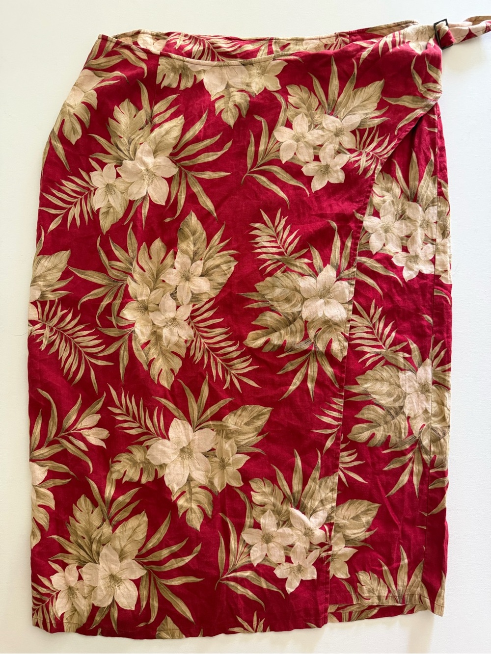 Jones New York Sport Red Tropical Linen Wrap Skirt Size 18W